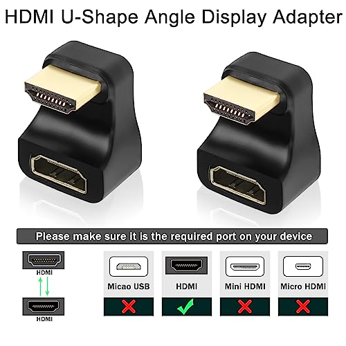 Adaptador HDMI 2.1 ángulo U 180° macho a hembra 8K, 2 piezas miniatura 2