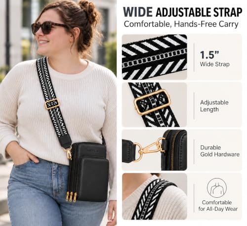 Image of Crossbody Cellphone Purse Women Touch Screen Bag RFID Blocking Wallet Handbag Shoulder Strap