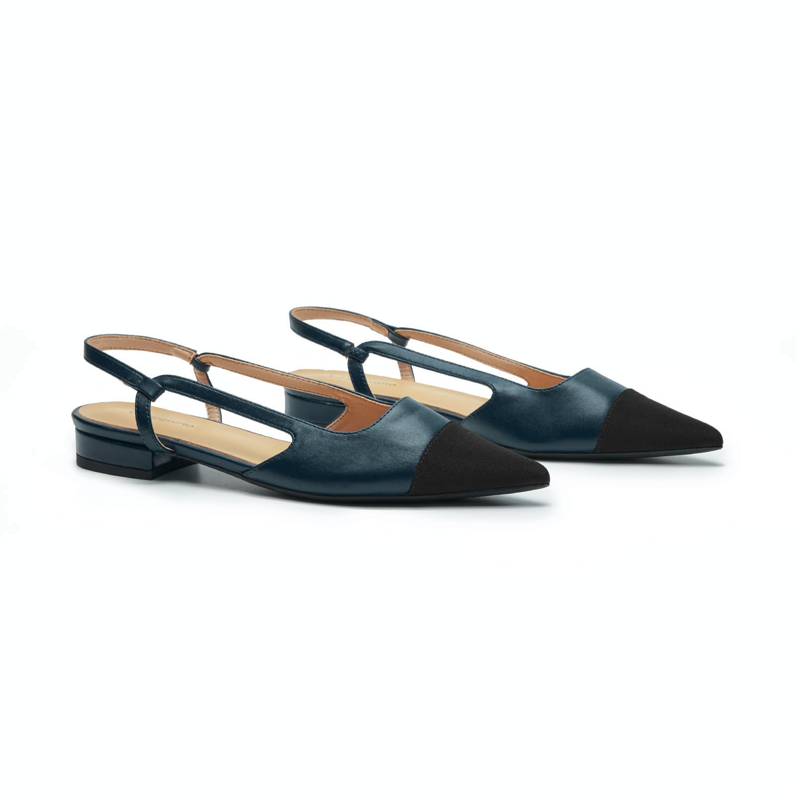 C.Paravano Damen Schuhe Slingbacks mit spitzem Zeh & zweifarbigem Design | Slingpumps Damen | Sandalen Sommer | Elegant für Büro, Abendevents und Alltag