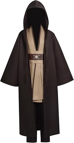 Forwacos Disfraz de Jedi para niños, disfraz de Anakin, túnica con capucha, disfraz de Halloween, uniforme