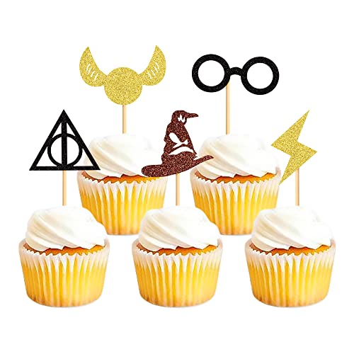 30PCS Glitter Wizard Cupcake Magic Wizard Inspired Happy Birthday...