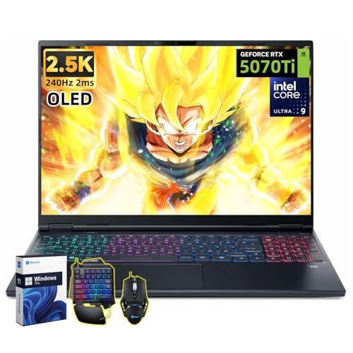 acer Predator Helios Neo 16S AI Gaming Laptop, NVIDIA RTX 5070 Ti 12GB GDDR7, 16' 2.5K 240Hz OLED Display, Intel Ultra 9 275HX, RGB Backlit Keyboard, 32 GB DDR5, 1 TB SSD, Windows 11 Pro, Accessories