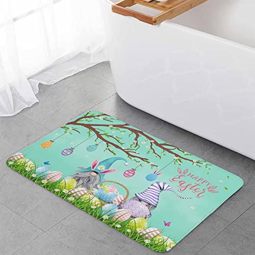 Teather Easter Bathroom Sets 3 Piece Rugs Bunny Ear Gnome Mats Set Non Slip Water Absorbent U-Shaped Contour Toilet Mat Eggs Daisy Spring Flower Butterfly Lid Cover #TOP5