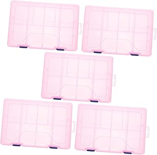 TEHAUX 5pcs Box Storage Box Bead Storage Box Tool Organizer Box Clear Plastic Storage Bins Snackle Box Charcuterie Container Clear Plastic Organizer Box Ring Pink Small Parts Container