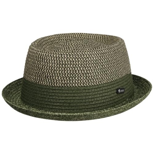 Lipodo Chapeau en Paille Ennario Pork Pie Homme - Made in Italy Porkpie de Soleil Printemps-ete Ete - XL (60-61 cm) Vert