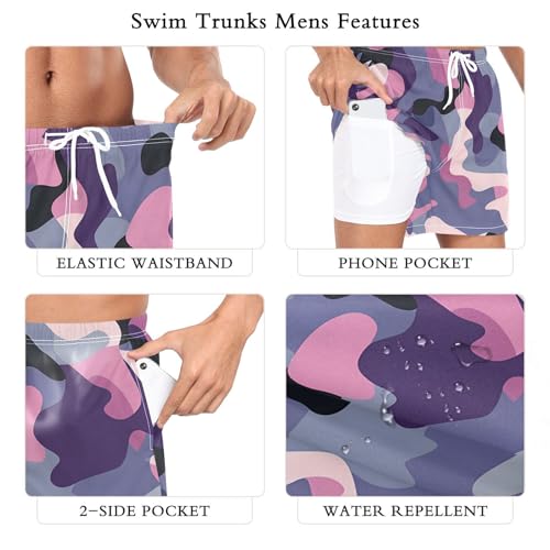 Mens Swimming Shorts Men's Lined Gym Shorts with Liner Lightweight S 5