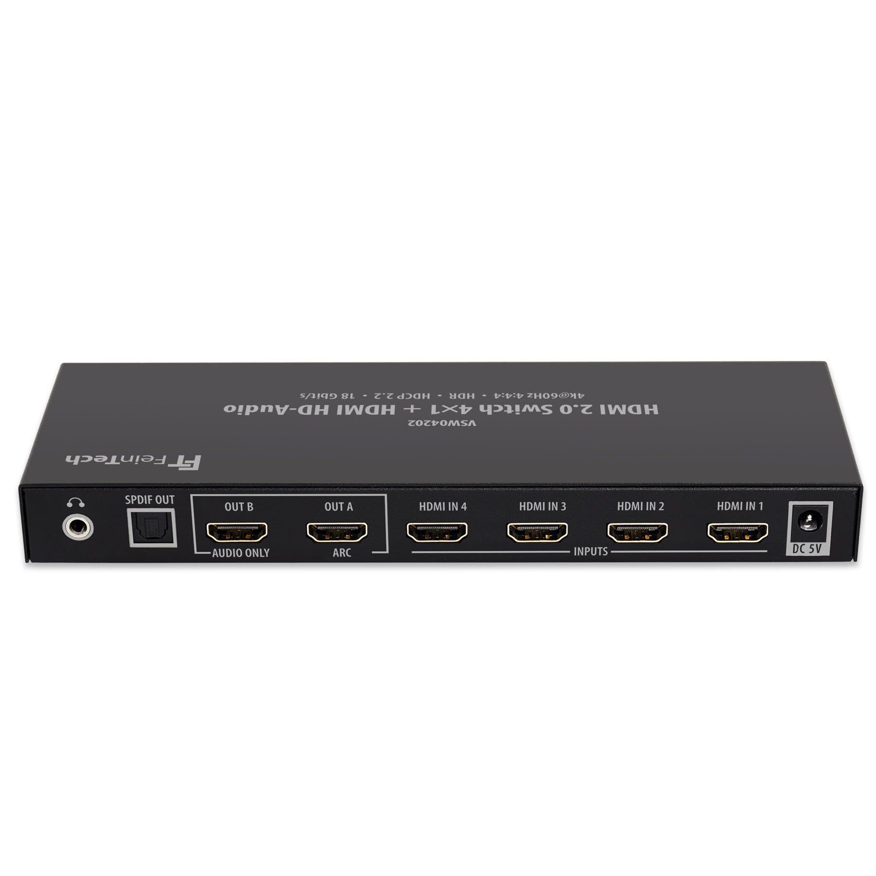 FeinTech VSW04202 HDMI 2.0 Matrix Switch 4x1 HD-Audio Extractor 7.1 Dolby Atmos 4K 60Hz HDR CEC