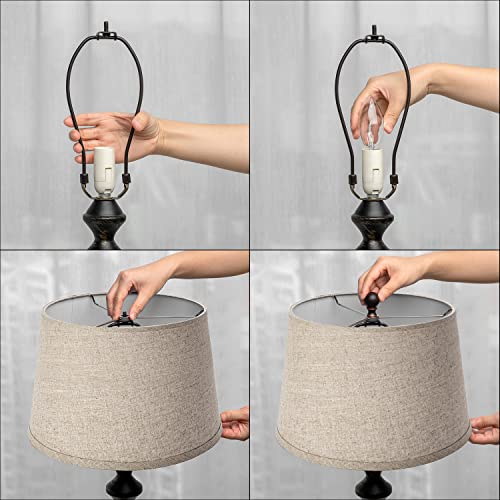 Burlap Lamp Shade - Medium, Drum Lamp Shades for Table Lamps and Floor Lamps, Rustic Brown Fabric Lampshades, Spider Lampshade with 7 inch Harp, Hand Crafted Jute Cloth Lamp Cover (10 x 12 x 8 inch) - Thumbnail 5