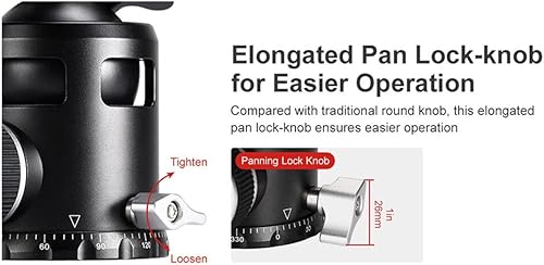 Miniatura 3 de SUNWAYFOTO Epic EB-52 - Cabezal de bola de trípode de 2.047 in y placa QR compatible con Arca/RRS Sunway