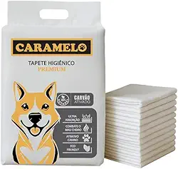 Tapetes Higiênicos Com Carvão Ativado 60x60 – 50 Unidades - Caramelo - Ultra Absorvente, Antiodor, Vedação Total | Para Cães Filhotes e Adultos