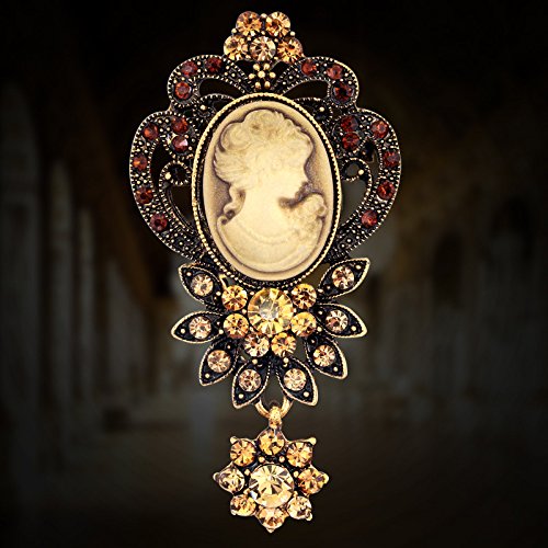 Image of lureme Vintage Elegant Victorian Lady Beauty Cameo with Crystal Brooch Pin (br000017)