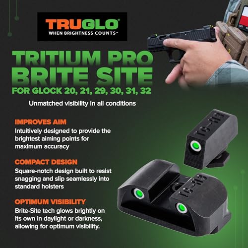 Image of TRUGLO Tritium Handgun Sight | High-Visible Front & Rear Night Sights with Daylight White Dots & Low-Light Tritium Dots, Compatible with Glock Handguns
