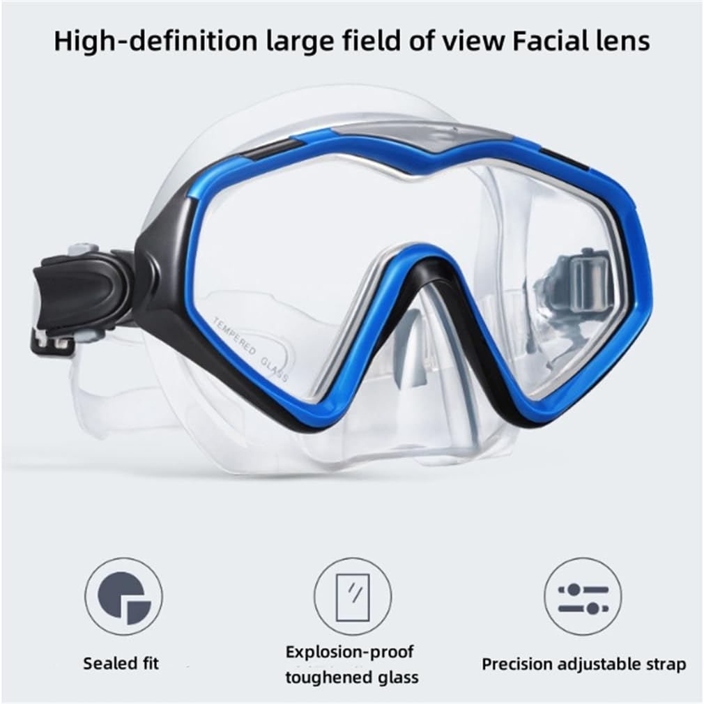 Attrezzatura da snorkeling da viaggio per adulti, con boccaglio Dry Top e borsa per attrezzi, occhiali in vetro temperato e silicone morbido, set di maschera da snorkeling per snorkeling