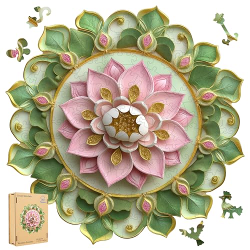 Pikoqunc Lotus Mandala Wooden Jigsaw Puzzle (200 Pieces)