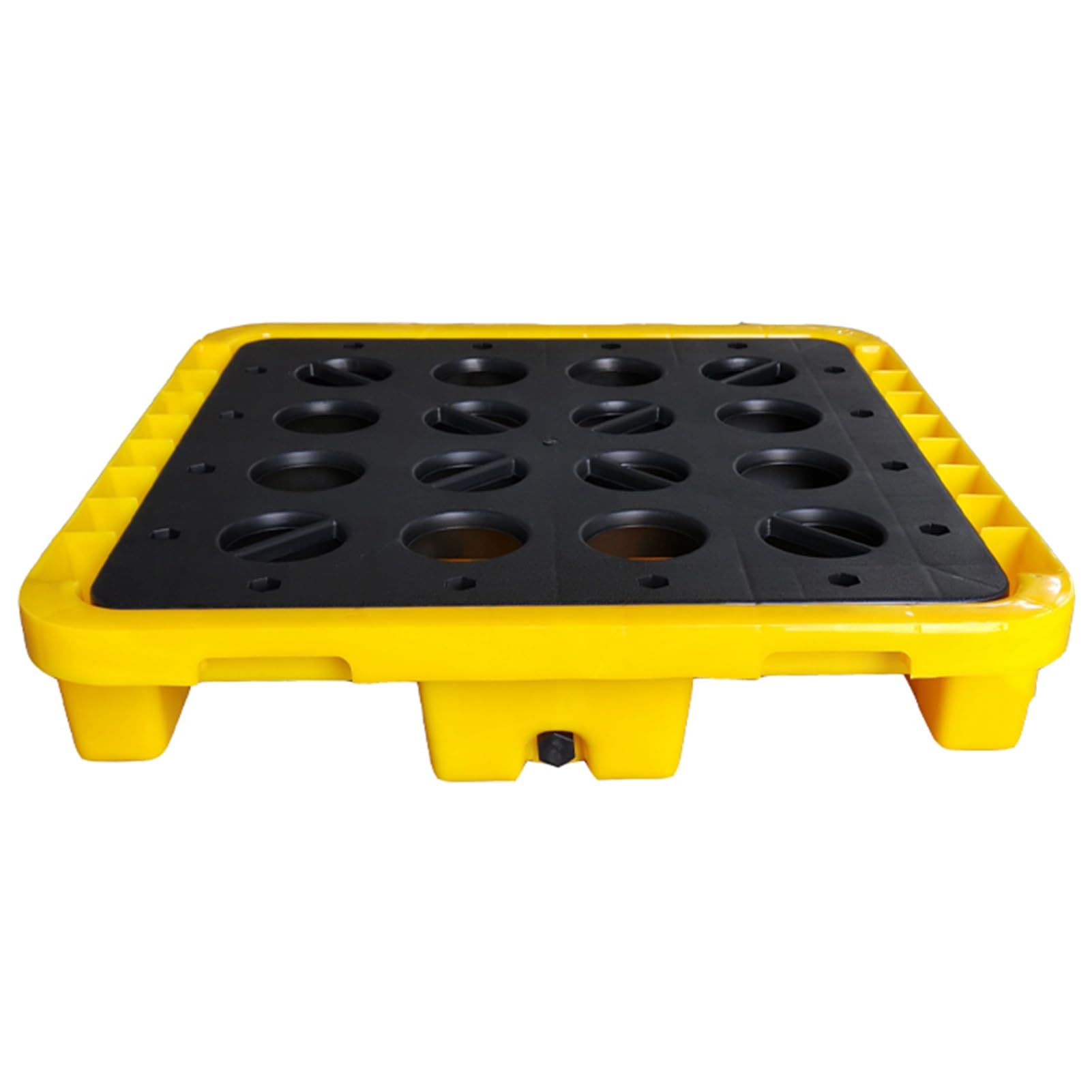 JKJZSALJ Oil Tank Spill Tray,Yellow And Black Polyethylene Containment Spill Pallet, Modular Platform With Flat Top Grating, Leakproof Tray, Warehouses Factory For Stack Oil Drums,72x72x16CM