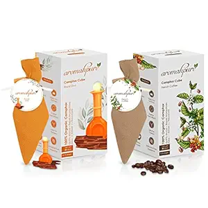 Aromahpure Camphor Cube | Pack of 2| French Coffee & Royal Oud Fragrance | 45 Days Last Long| 100% Pure & Organic Camphor Cube for Car, Room, Bathroom & Air Freshener