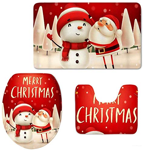 Eletina candy Toilettensitzbezug-Set für Zuhause, Hotel, Weihnachtsmann, Schneemann, 3 Stück