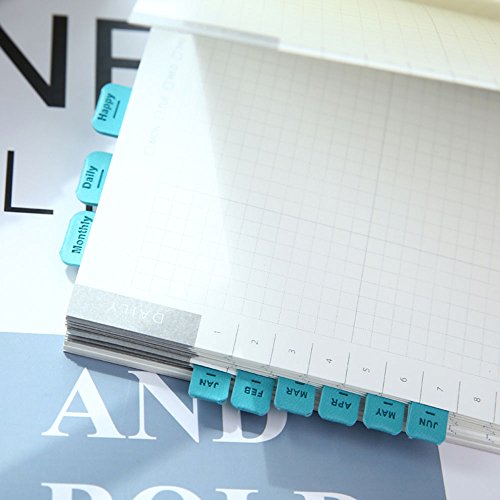 6 Sheets Self Adhesive Tabs, Mini DIY Leather Monthly Calendar Divider Reminder Stickers Flags for Appointment Book Events Diary Scrapbook Personal Planner (Multi-Color) 6PCS