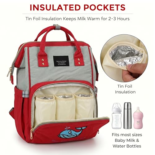 Image of Diaper Bag Backpack for Mothers | Waterproof Baby Travel & Maternity Bag | Insulated Bottle Pockets | Hidden Mobile Pocket | Large Capacity Multi-Compartment Baby Care Backpack