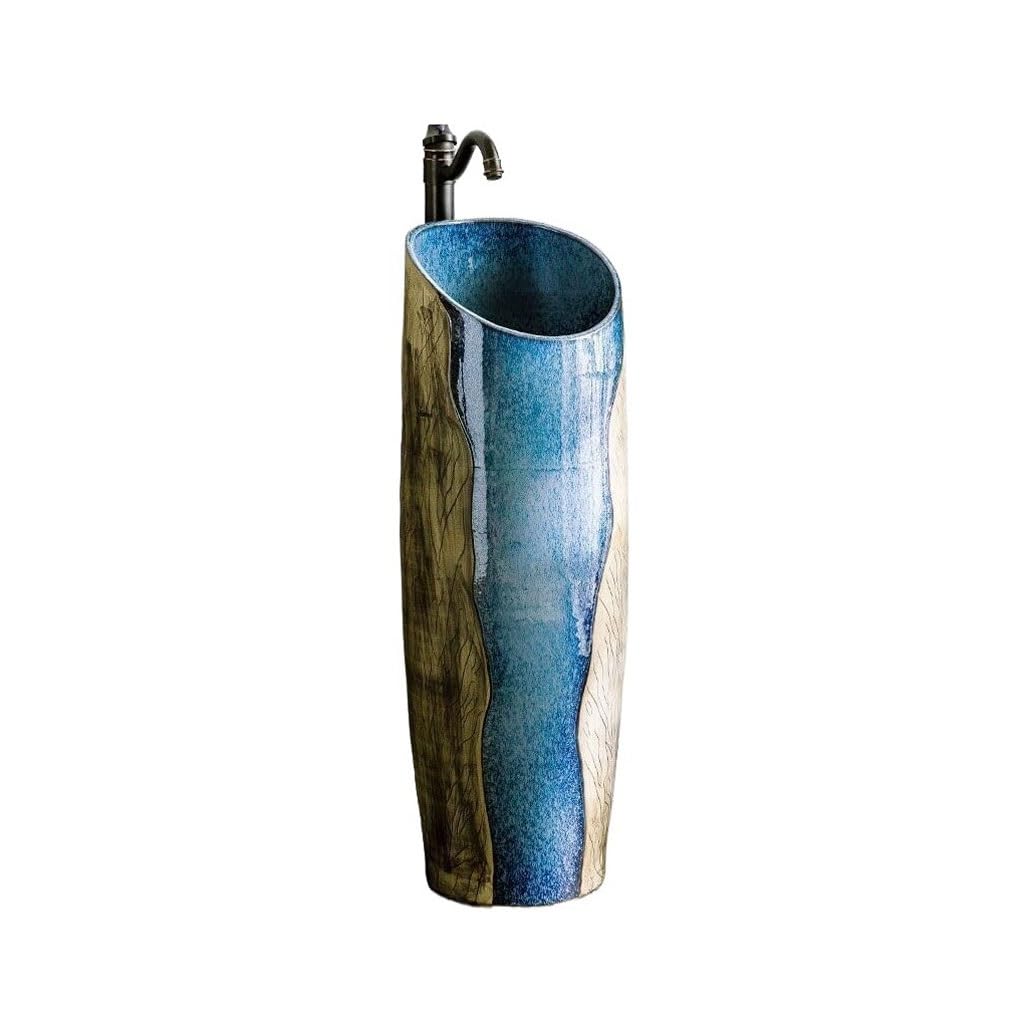 Bathroom Sink Outdoor Small Diameter Washbasin Balcony Column Type Basin Courtyard Floor-Standing Washbasin Bathroom Vanity
