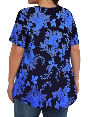 Image of Tencede Womens Plus Size Tops Tunic Short Sleeve Crew Neck Shirts Casual Soft Blouse 1X-5X