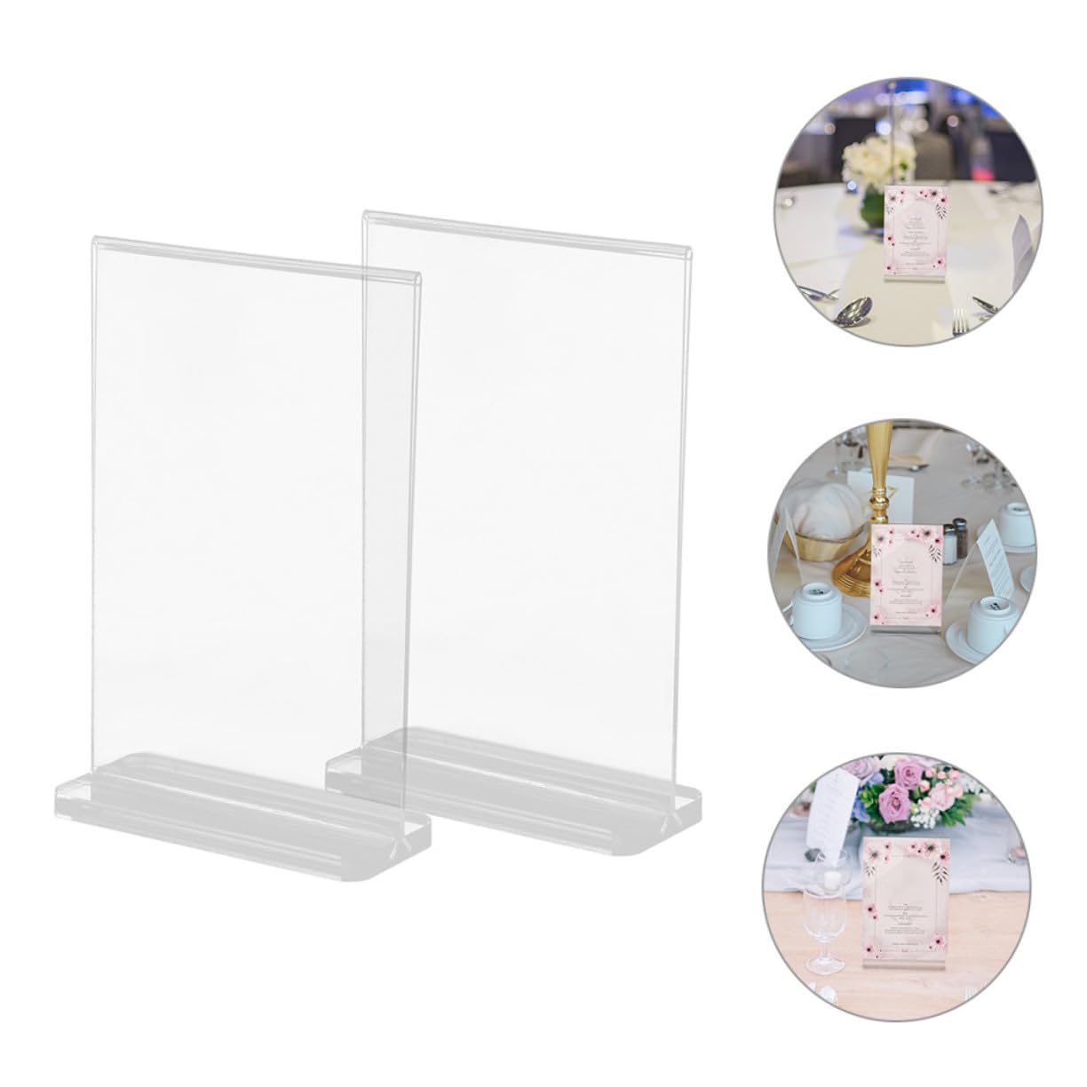 Homoyoyo 10stücke Transparenter Acryl-menükartenhalter Schildhalter mit Sockel T-förmiger Posterständer Preisschildhalter für Restaurants Acryl-display für Tische Menüaufsteller