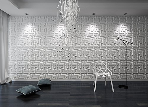 Art3d 19.7" x 19.7" (Pack of 12) Wall Panel Maze, White by Art3d - Image 4