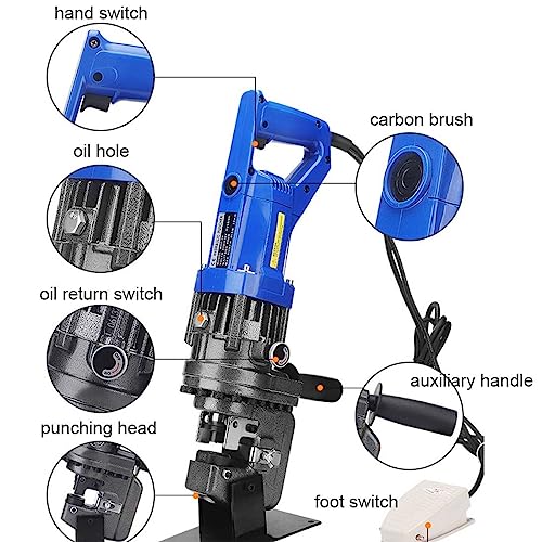 1300W Elektryczny hydrauliczny dziurkacz, 1800W Power Option, szybka 2-3-sekundowa praca, zawiera 5 form do obróbki metali z aluminium stalowego, przenośne narzędzie do wykrawania przemysłowego