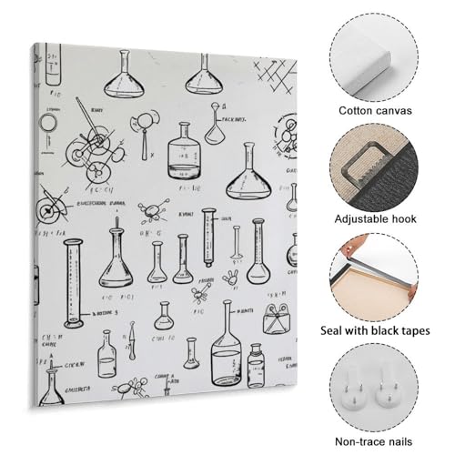 Tableau mural chimie idée cadeau originale en coton lin salon 40x50