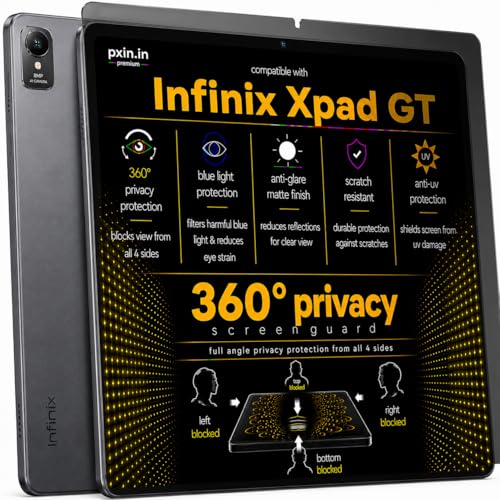 Image of Pxin 360 Pro Privacy Screen guard compatible with Infinix Xpad GT | Anti Glare | Anti UV | Anti Blue | Anti Reflection | Privacy Filter | Unbreakable Build