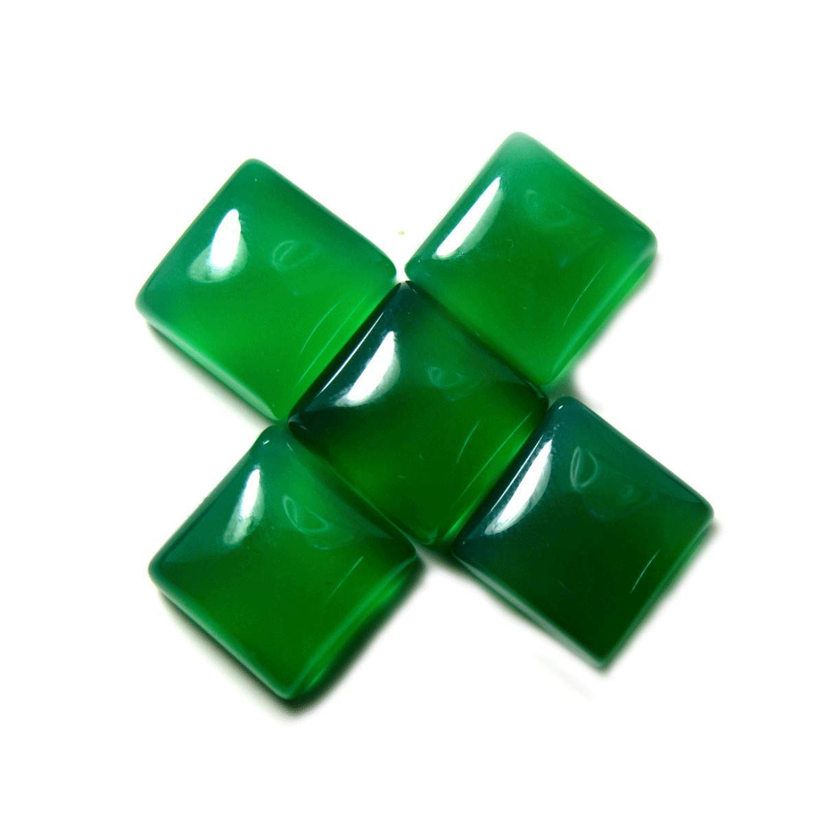 Bague carré en onyx vert naturel style mixte chic