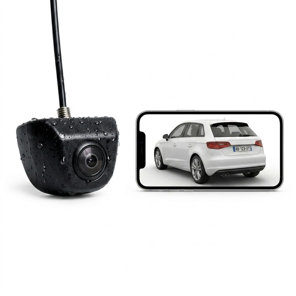 Beeper - Cámara de visión Trasera inalámbrica WiFi | Micro cámara para Smartphone iOS y Android a través de la aplicación | Gran Angular de 150° | Impermeable IP69K | Filtro antiparásico Integrado |