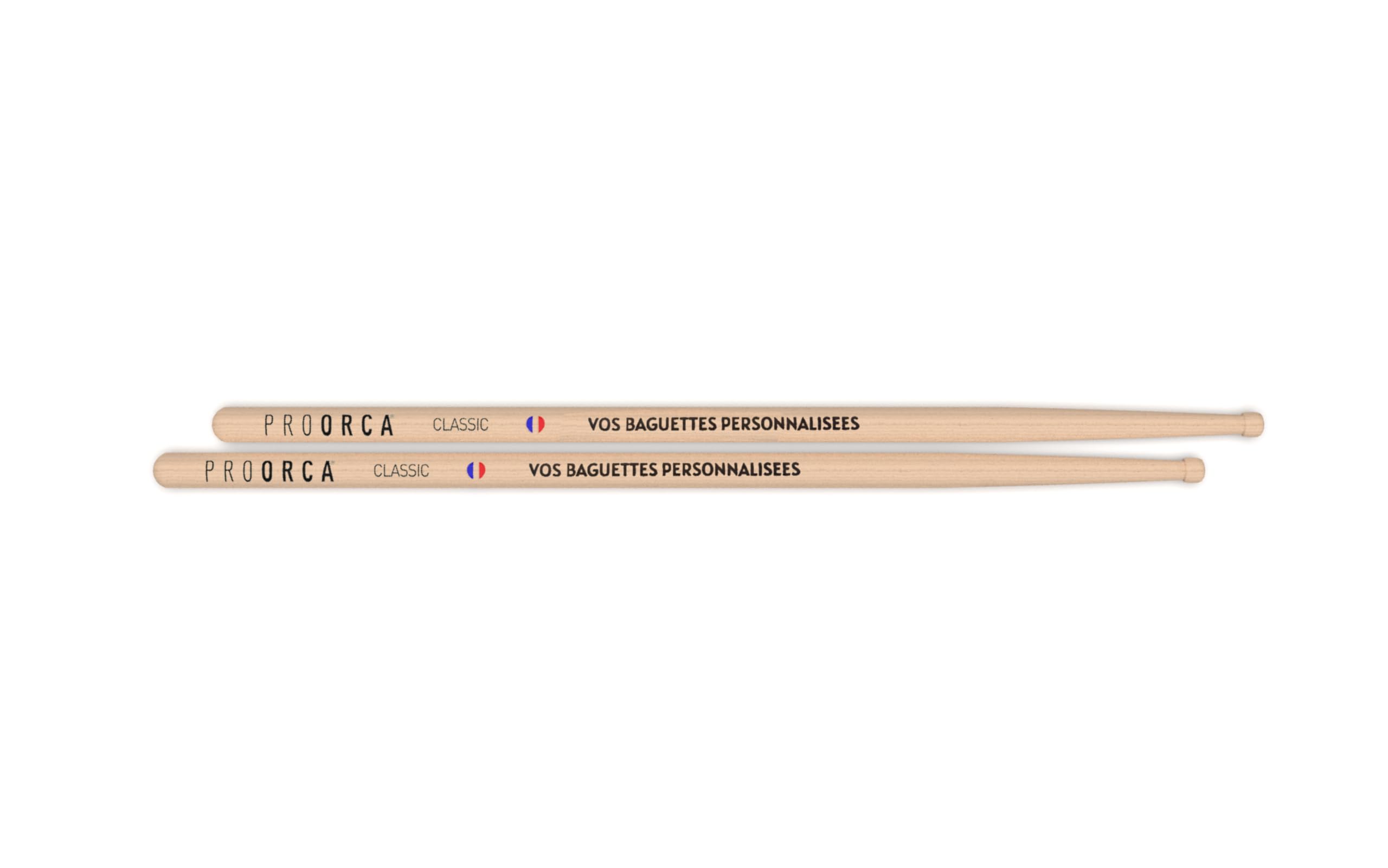 Baguettes de Batterie ProOrca 7A – Made in France, 100% Hickory Américain, Adhérence Naturelle, Contrôle Précis, Son Clair, Idéales pour Jazz, Pop et Styles Légers