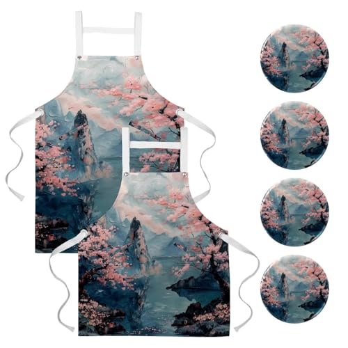 Tablier de bistrot motif d'art avec broches pour nettoyage et restauration