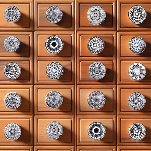 Image of Vintage Ceramic Knobs For Kids and Kitchen Cupboards, Drawers, Wardrobes, PC Cabinets, Almirahs, Dressers, Decorative Pull Handles For Dressing Table and Home Decor, Set of 10, 40mm- Regalia