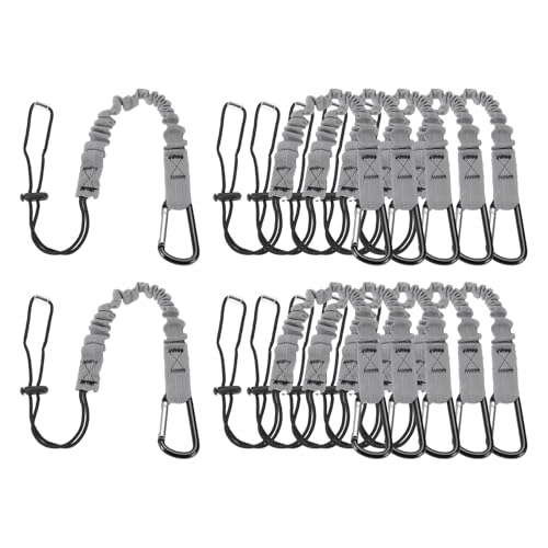 Image of MECCANIXITY Retractable Tool Lanyard 2ft with Single Aluminum Buckle and Adjustable Loop End, Maximum Weight Limit 10KG / 22lb, Safety Fall Protection Tools Leash, Gray 12 Pack