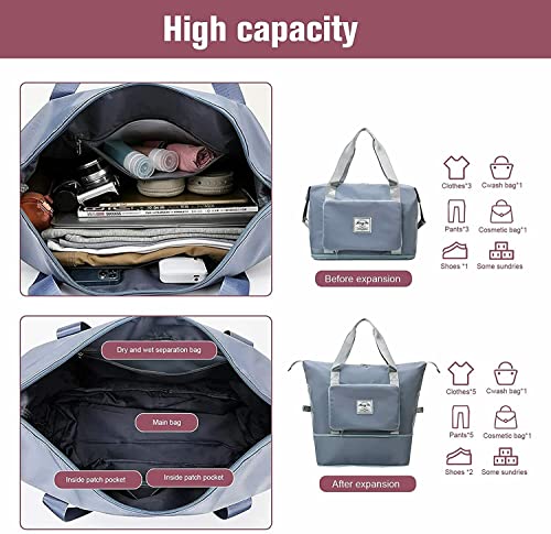 Large Collapsible Waterproof Travel Bag, Large Capacity Folding Travel Bag Expandable, Portable Lightweight Waterproof Foldable Carry Luggage Duffle Tote Bag Oxford Fabric Shoulder Bag (Red)2