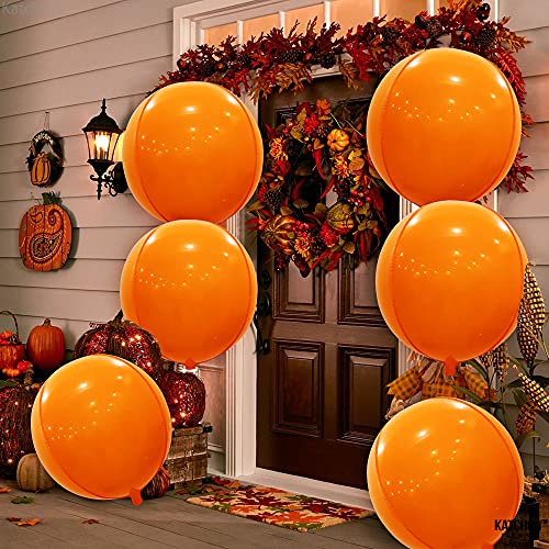 Image of KatchOn, Orange Foil Balloons - Big, 22 Inch, Pack of 6 | 4D Foil Metallic Balloon for Thanksgiving Decorations | Mylar Balloons for Basketball Party, Birthday, Wedding, Carnival, Orange Party Decor