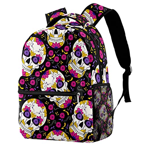 Bolsos de hombro de calaveras de azúcar florales para camping y escapadas
