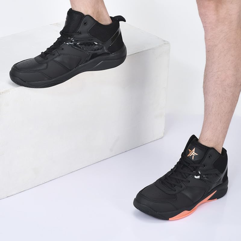 Image of FAUSTO Men High Top Colorblocked Chunky Classic Lace Up Sneakers|Breathable Basketball Shoes with Memory Cushion|Anti Skid Comfort Grip Sole