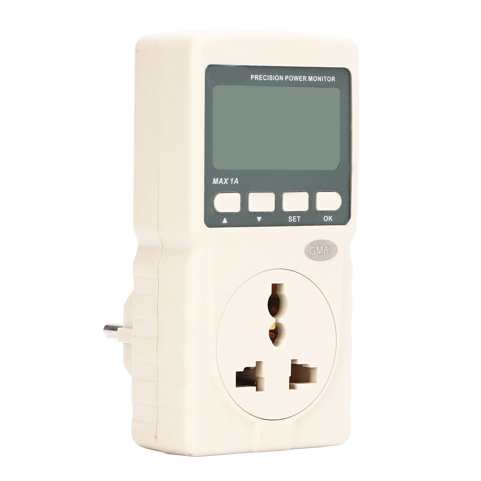 Plug In Watt Kilowatt Monitor, Portable Electricity Usage Monitoring ABS Monitoring EU AC220V plug for home use-image-13