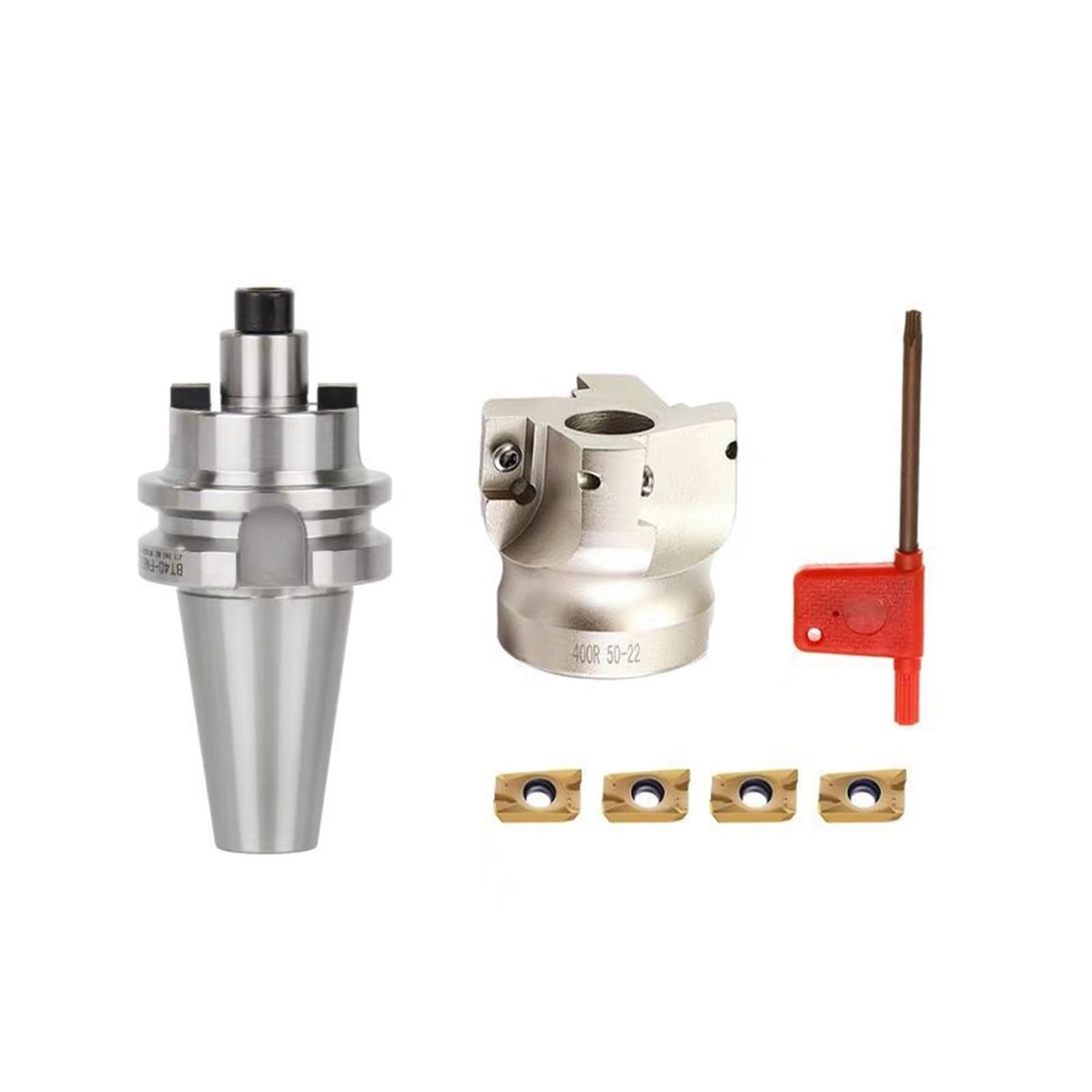 Kongmm A Lathe Tools Milling Cutter Bar Mtb3-Fmb22-M12 + 400R-50-22-4T Cutter Disc + 10Pcs Pmt1604 Cutter(Bt30-Fmb22+50-22-4T)