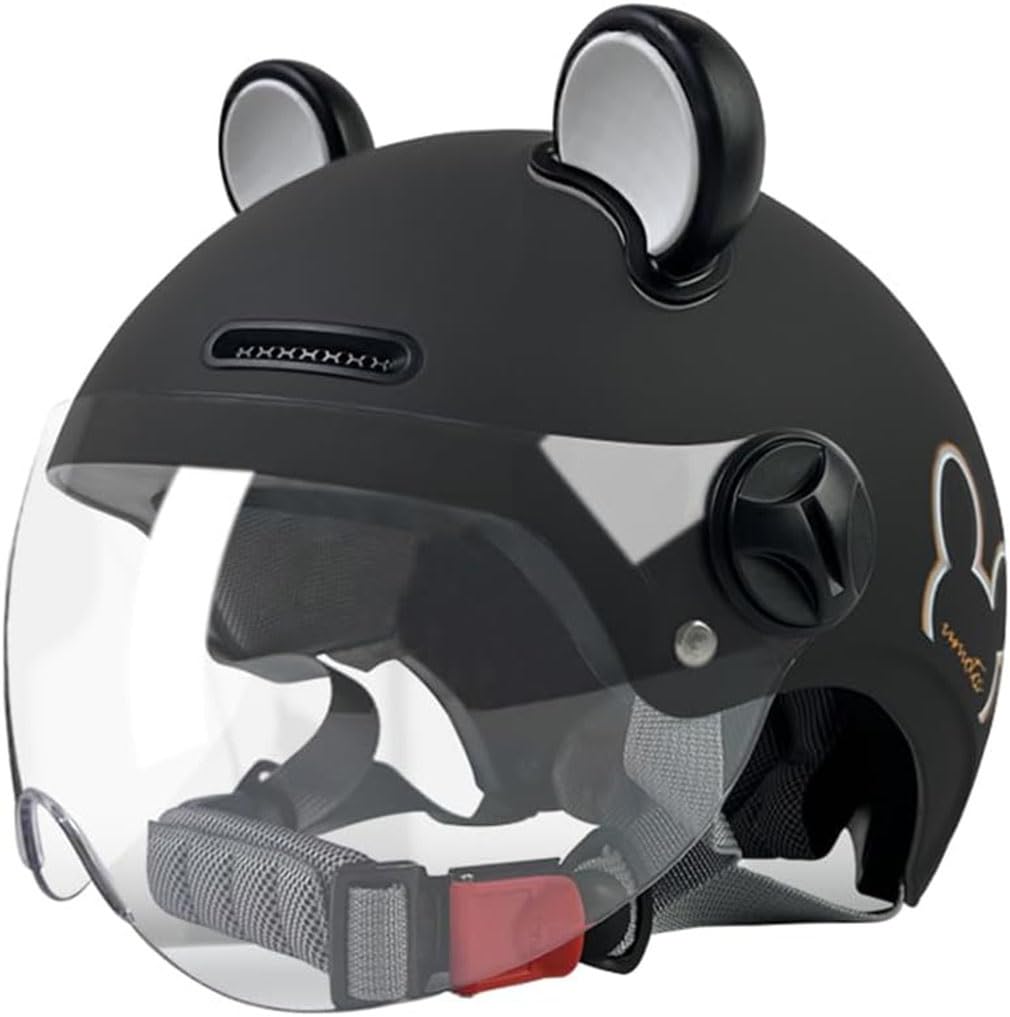 Kids Cute Cat Ears Motorcycle 3/4 Half Helmet, DOT Approved Toddler Scooter Helmet for Kids 2-14 Years, Child Street Dirt-Bike Go-Kart ATV Cap for Boys Girls(Black) : Sports & Outdoors