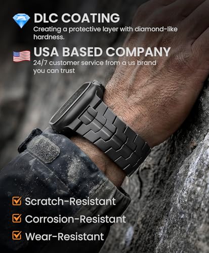 Image of Grade 5 Titanium Band for Apple Watch Ultra 3 /2 /1 49mm & Series 11 /10 46mm, DLC Coating Anti-Scratch Ultra 3 Band with Small-Link Design for Precise Fit, Secure Butterfly Clasp Band for Men