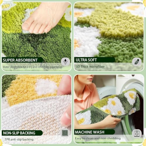 Image of Roseate Magnolia Super Soft Anti Skid (50x80 cm) Super Absorbent Mats Microfibre 2000 GSM Mat for Bathroom /Bedroom /Kitchen /Door Mat /Floor Mat (Pack of 2)