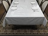 Size 60''x108'' Heavy Duty Clear Plastic Tablecloth Berrnour Home Essential Kitchen Clear Table Cover Protector White Sewn Edges Border