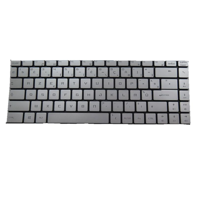 Clavier AZERTY français pour MSI GS65 Stealth 9SD 9SE 9SF argenté sans cadre