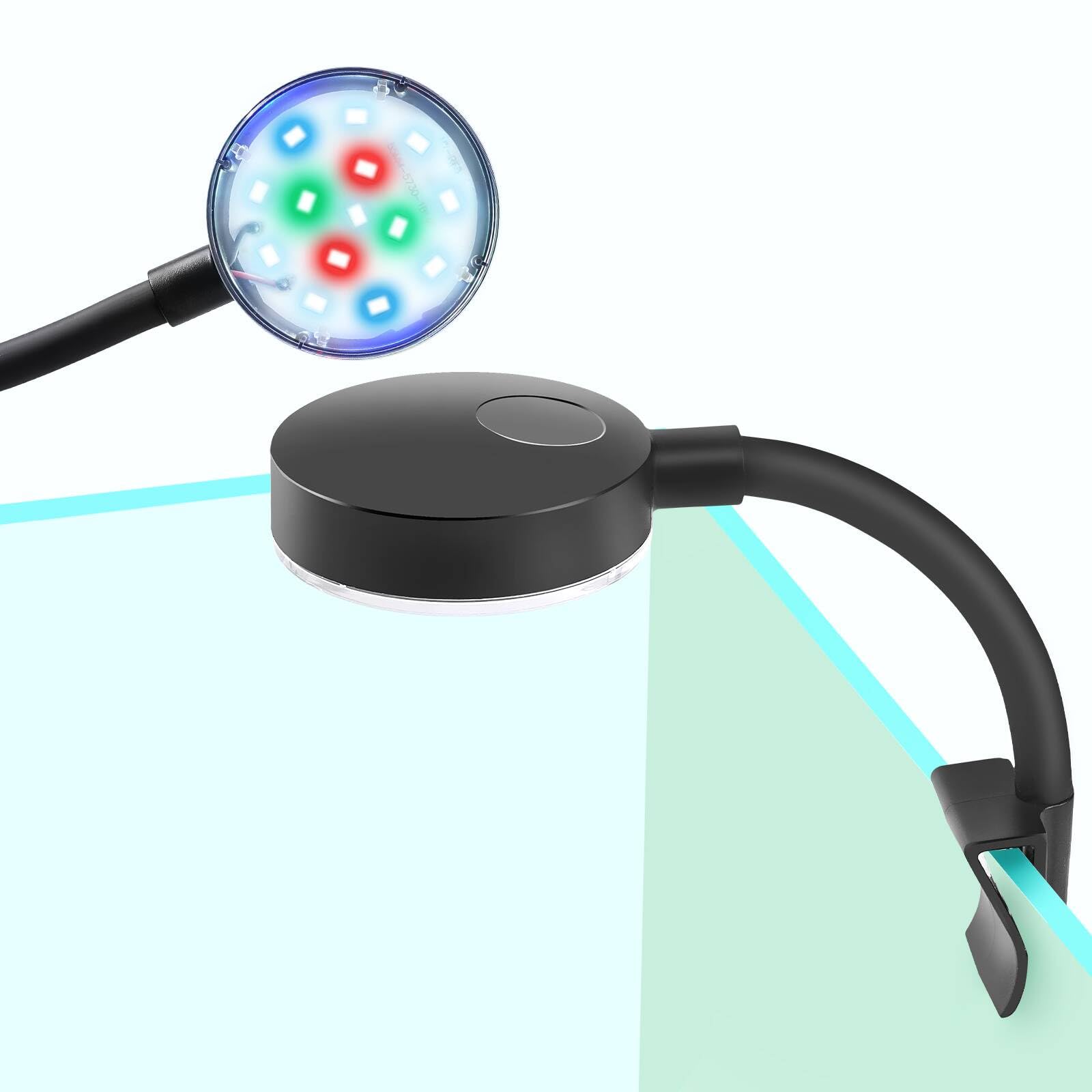 AQUANEAT Clip on Aquarium Light Full Spectrum, Small Aquarium Light for Nano Tank with Multi-Color LEDs