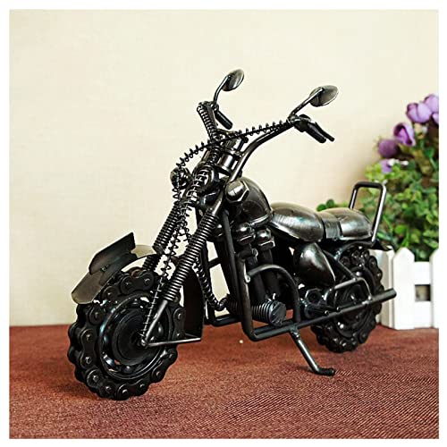 HGFG Retro Vintage Metal Motorcycle, Chain Motorcycle Model, Handmade Art Craft Vintage Motorcycle Artworks Bronze Tone Ornament (Black,B)