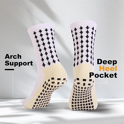 wonhag Men's Soccer Socks Anti Slip 1/3/4 Pairs Non Slip Gripper Pads for Football Basketball Sports With Grippers Socks3